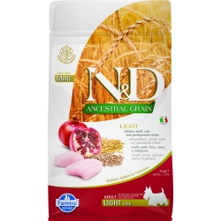 FARMINA N&D ANCESTRAL GRAIN DOG LIGHT - CHICKEN, SPELT, OATS AND POMEGRANATE ADULT MINI 800G